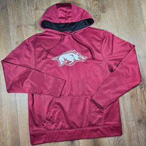 Arkansas Razorbacks Hoodie Mens L Red NCAA Pullover Cover One Football